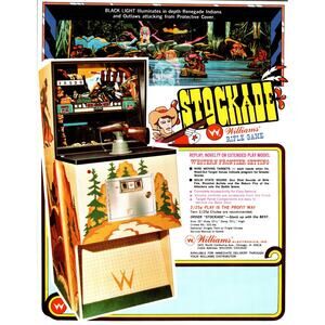 Stockade Arcade Game FLYER Original 1972 Retro EM Rifle Gun Western Cowboy Promo